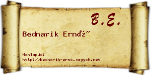 Bednarik Ernő névjegykártya